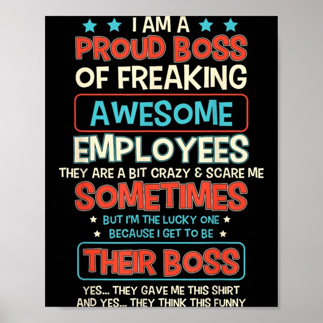 Affiche Funny Proud Boss Employee Appreciation Office Men  (Devant)