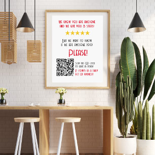 Affiche Funny QR Code Laisser une critique unique moderne