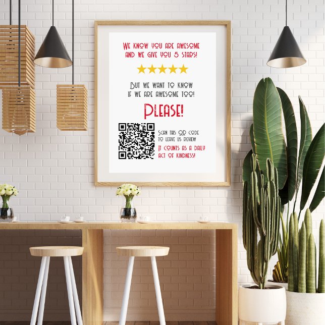 Affiche Funny QR Code Laisser une critique unique moderne (Créateur téléchargé)