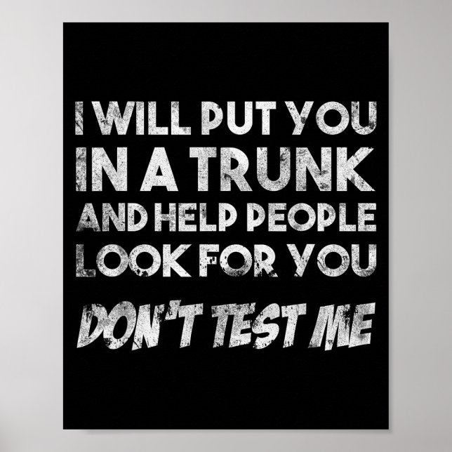Affiche Funny Quote Don't Test Me Designs And Black Modern (Devant)