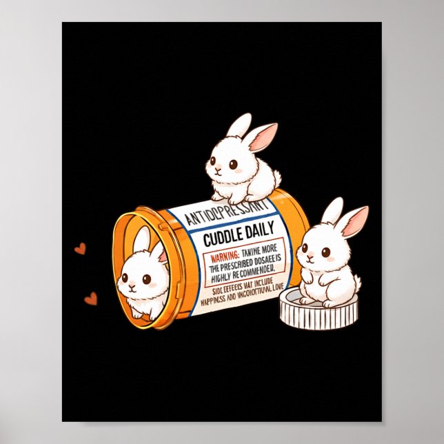 Affiche Funny Rabbit Bunny Anti Depressant Zoo Boys Girls  (Devant)