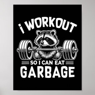 Affiche Funny Raccoon Fitness Fitness Je M'Entraîne Donc J