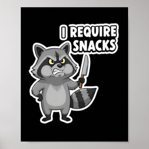 Affiche Funny Raccoon J'Ai Besoin De Snacks Halloween voit