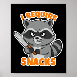 Affiche Funny Raccoon J'Ai Besoin De Snacks Halloween voit