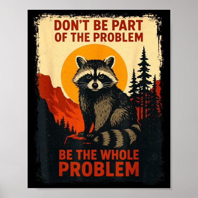Affiche Funny Raccoon Nature Wildlife Outdoor Graphic Sarc (Devant)