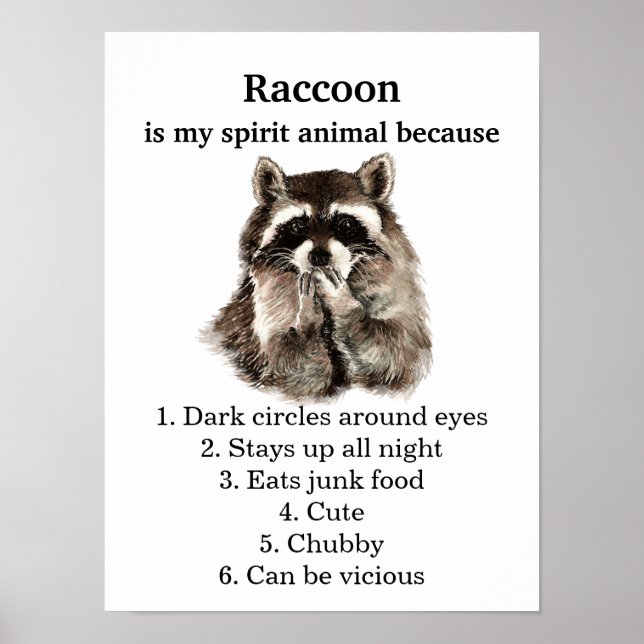 Affiche Funny Raccoon Spirit Humour animal (Devant)