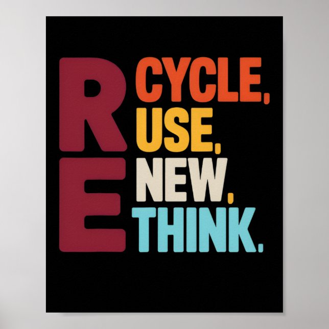 Affiche Funny Recycle Réutiliser Renouveler le Jour des te (Devant)