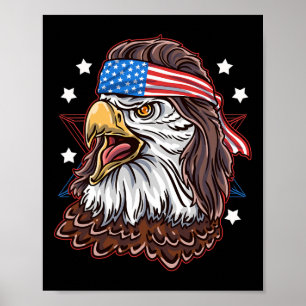 Affiche Funny Redneck 80s Patriotique Fière Mullet América