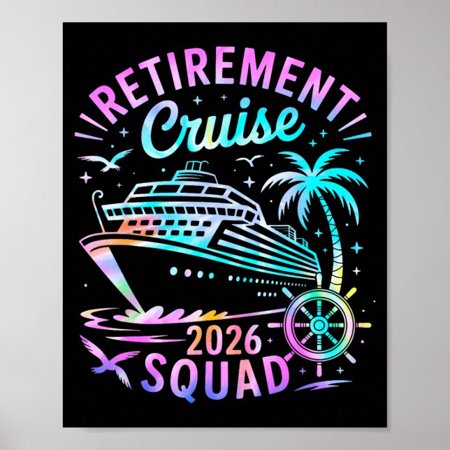 Affiche Funny Retirement Cruise 2026 Squad Tie Dye Retired (Devant)