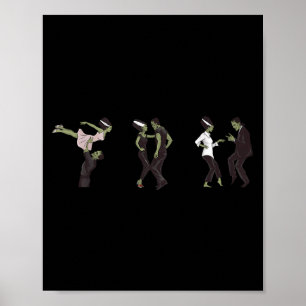 Affiche Funny Retro Frankenstein Monster Et Mariée Danser
