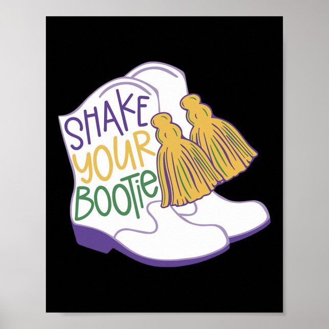 Affiche Funny Retro Shake Your Bootie Mardi Gras Costume N (Devant)
