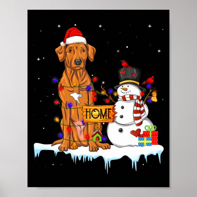 Affiche Funny Rhodesian Ridgeback Dog Christmas Snowman Xm (Devant)
