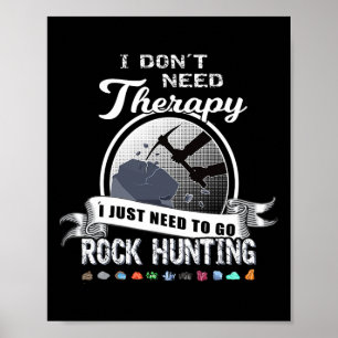Affiche Funny Rock Chasse Thérapie Géologie Minéral Collec