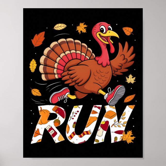 Affiche Funny Run Running 5k Race Turkey Trot Thanksgiving (Devant)