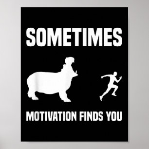 Affiche Funny Running Chemise Sport Runner Hippo Motivatio