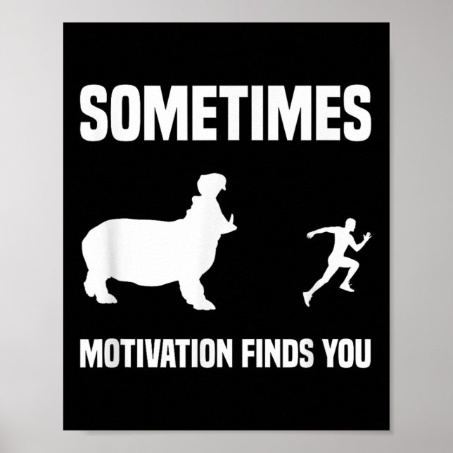 Affiche Funny Running Chemise Sport Runner Hippo Motivatio (Devant)