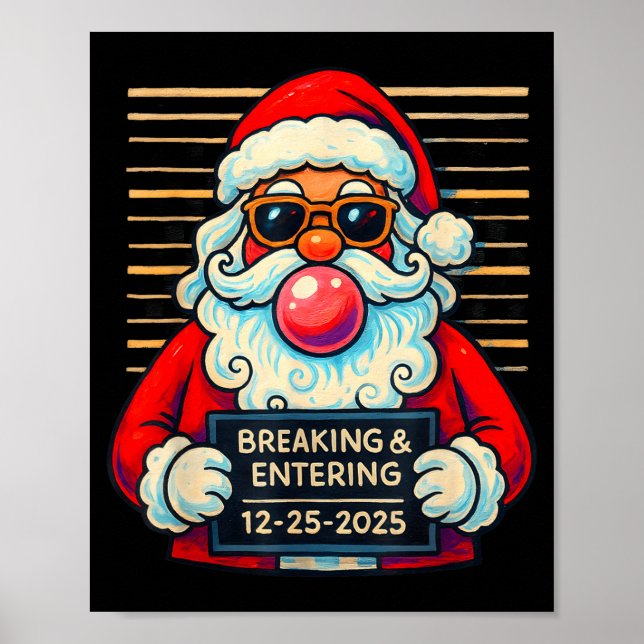 Affiche Funny Santa Breaking And Entering Christmas  (Devant)