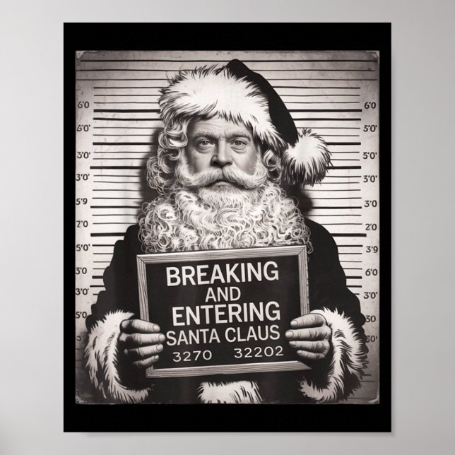 Affiche Funny Santa Claus Mugshot Christmas – Santa Xmas  (Devant)