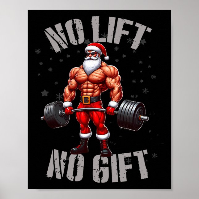 Affiche Funny Santa Claus Poids Sans Ascenseur Sans Cadeau (Devant)