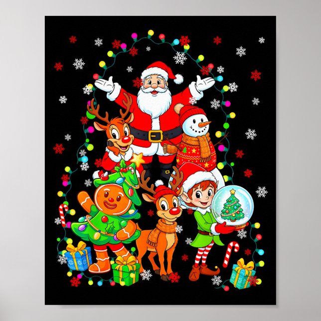Affiche Funny Santa Elf Snowman Reindeer Gingerbread Chris (Devant)