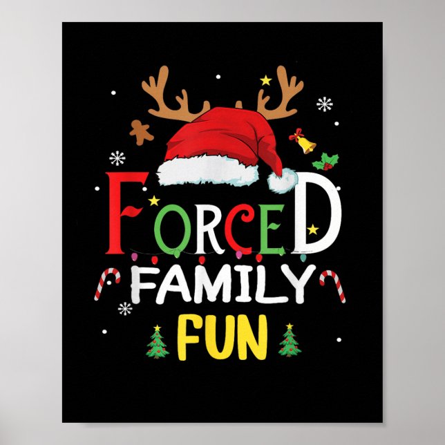 Affiche Funny Santa Hat Forcé Famille Amusante Sarcastique (Devant)