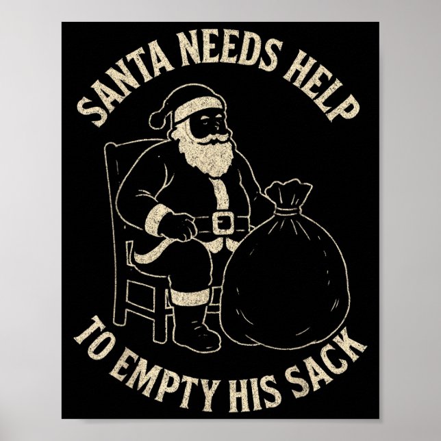 Affiche Funny Santa Needs Help To Empty His Sack Adult Hum (Devant)
