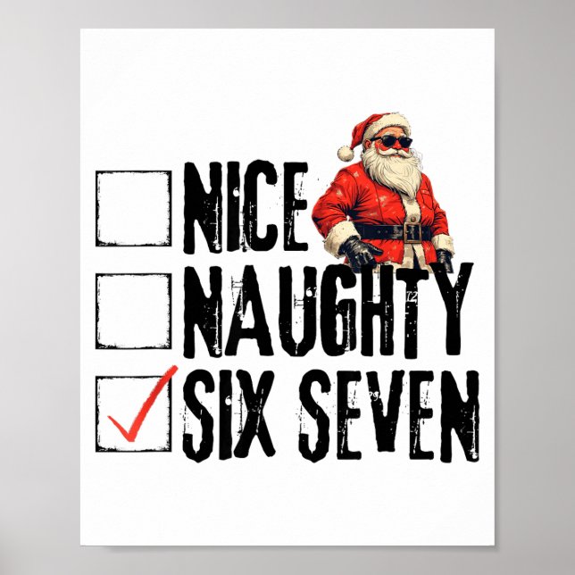 Affiche Funny Santa Nice Naughty Six Seven Meme 67 Christm (Devant)