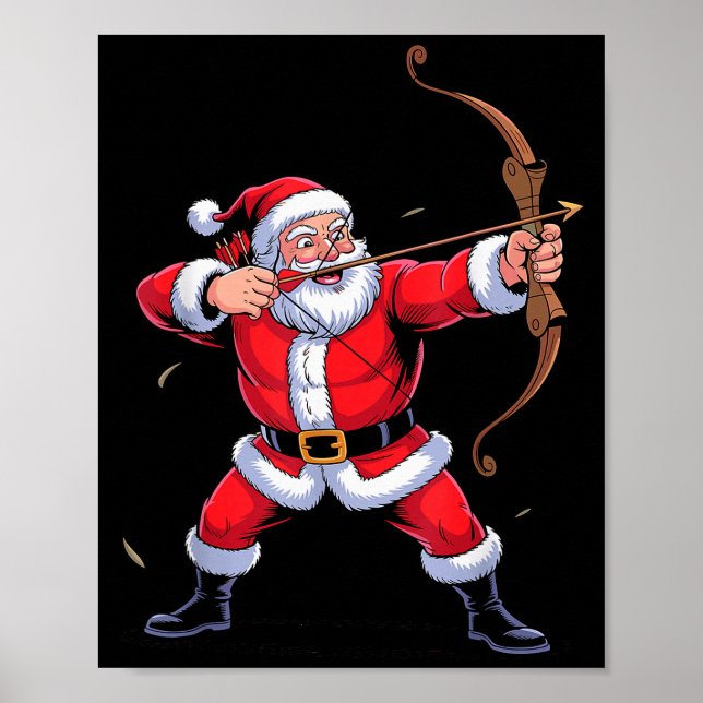 Affiche Funny Santa Playing Archery Holiday Christmas Xmas (Devant)