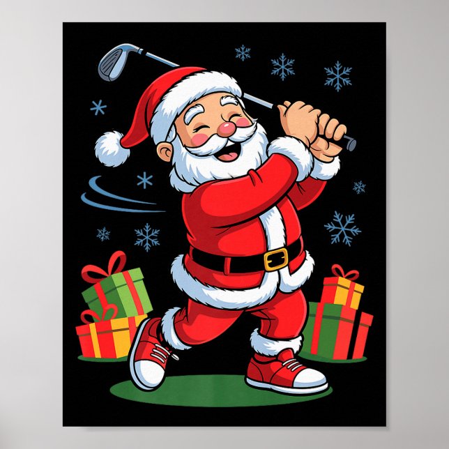Affiche Funny Santa Playing Golf Holiday Christmas Xmas Pa (Devant)