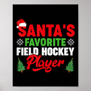 Affiche Funny Santa préféré joueur de hockey sur gazon Noë
