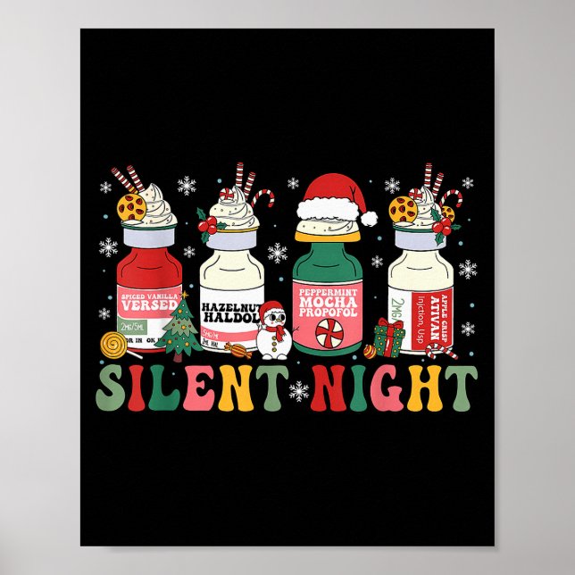 Affiche Funny Santa Profol Silent Night Icu Nurses Merry C (Devant)