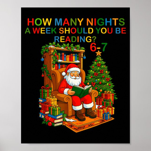 Affiche Funny Santa Reading 67 Meme Tee Christmas Teacher  (Devant)