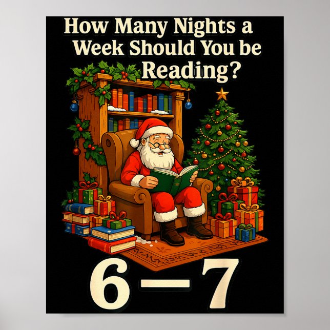 Affiche Funny Santa Reading 67 Meme Tee Christmas Teacher  (Devant)