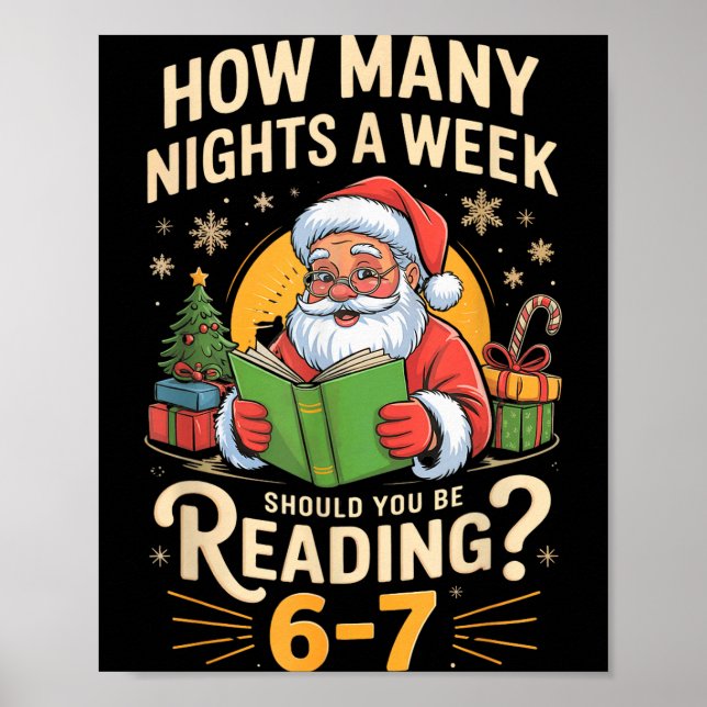 Affiche Funny Santa Reading 67 Meme Tee Christmas Teacher  (Devant)