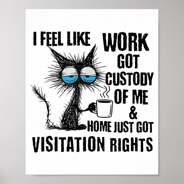 Affiche Funny Sarcastic Cat I Feel Like Work Got Custody O (Devant)