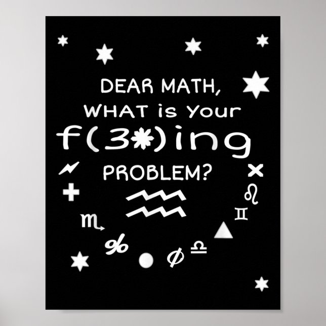 Affiche Funny Sarcastic Dear Math Quote For Women Men Vide (Devant)