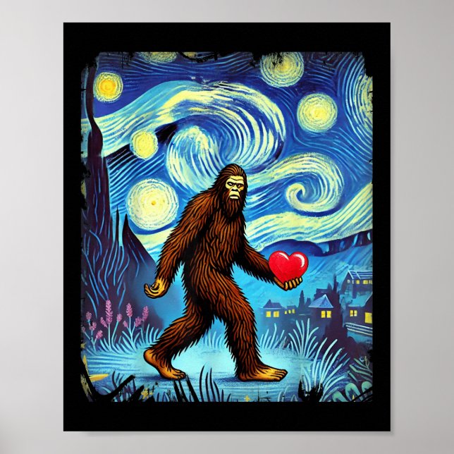 Affiche Funny Sasquatch Bigfoot Coeur Valentines Jour Garç (Devant)