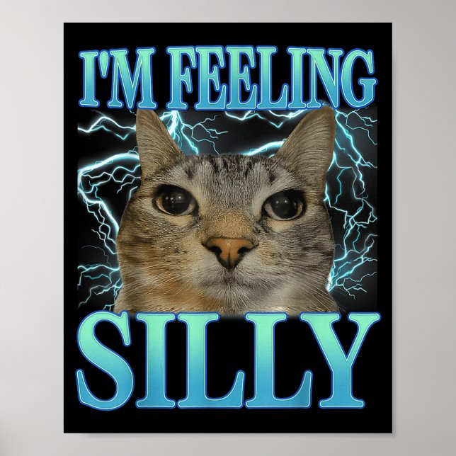 Affiche Funny Saying Cat Lover I'm Feeling Silly Cat Meme  (Devant)