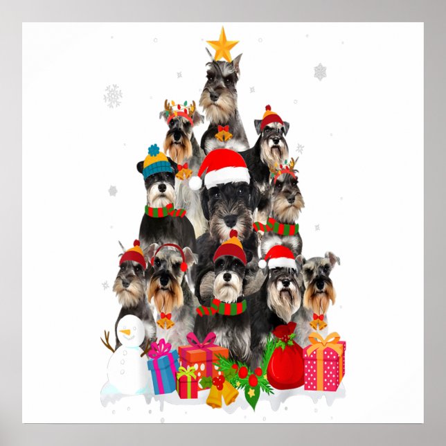 Affiche Funny Schnauzer Christmas Tree Pet DOG Lover Gift (Devant)