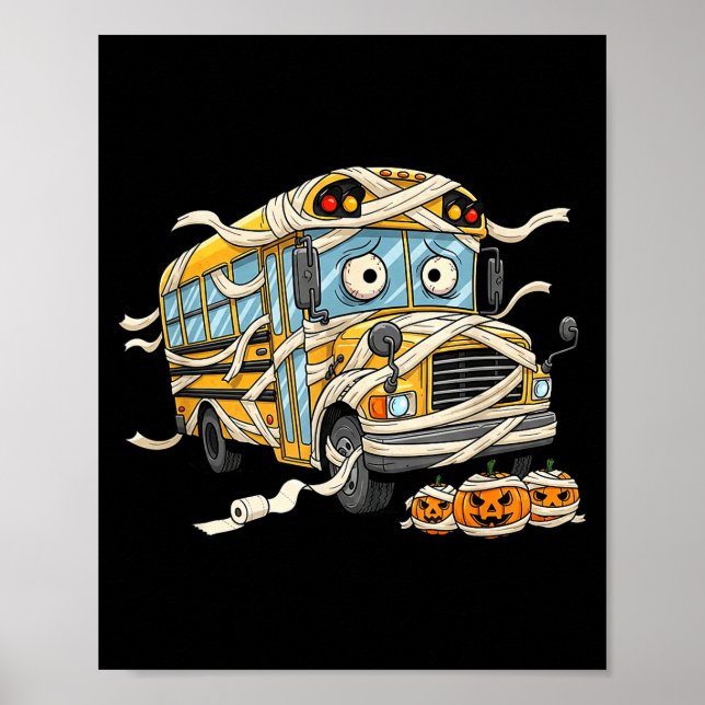Affiche Funny School Bus Mummy Pumpkin Halloween Kids Mens (Devant)