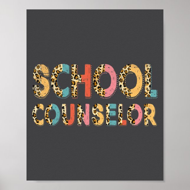 Affiche Funny School Counselor Teacher Leopard School Coun (Devant)