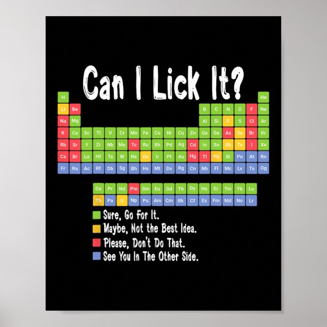 Affiche Funny Science Teacher Student Can I Lick It Period (Devant)