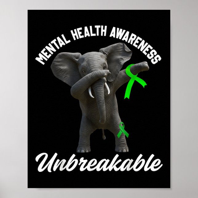 Affiche Funny Sensibilisation à la santé mentale Eléphant  (Devant)