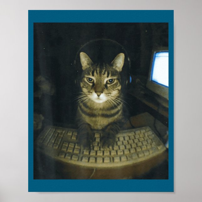 Affiche Funny Serious Gamer Cat Lovers Stud Kitty Cat Meme (Devant)