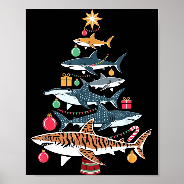 Affiche Funny Shark Christmas Tree  (Devant)