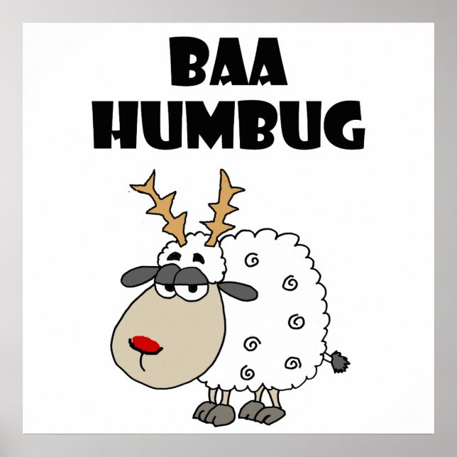 Affiche Funny Sheep Bah Humbug Christmas Pun Cartoon (Devant)
