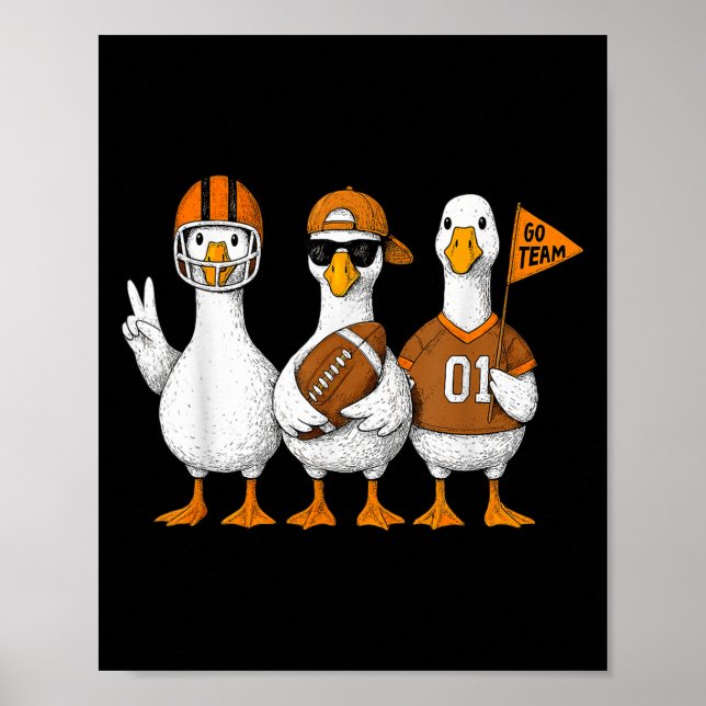 Affiche Funny Silly Goose Duck Football Fall Football Game (Devant)