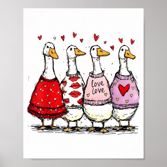 Affiche Funny Silly Goose Valentine Trendy Valentine's Day (Devant)