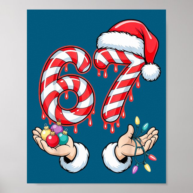 Affiche Funny Six Seven 67 Christmas Candy Cane Festive Ho (Devant)