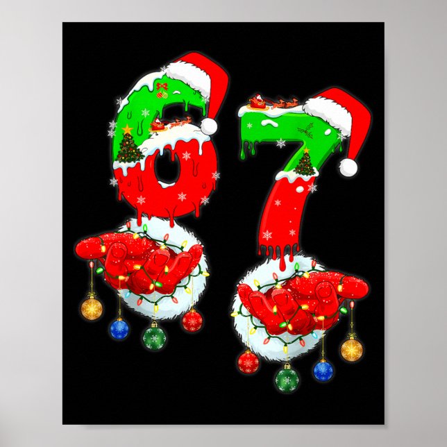 Affiche Funny Six Seven 67 Meme 6 7 Christmas Santa Hand B (Devant)